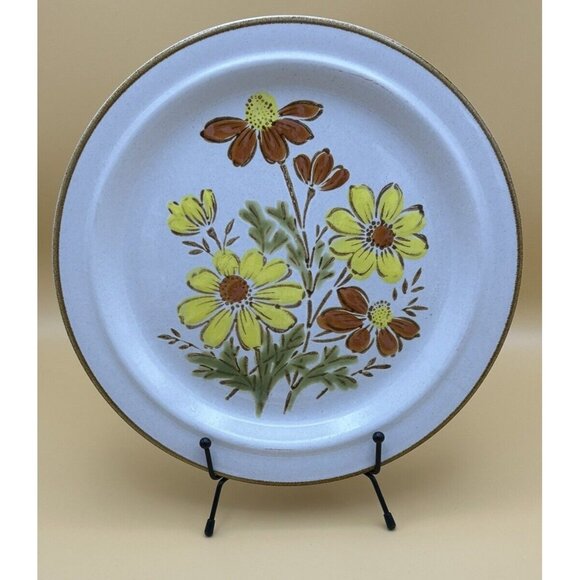 Stoneware Dinner Plate Japan Yellow Daisy Excel Bonnie Fleur 0.75" Vtg 1960’s - Picture 1 of 2